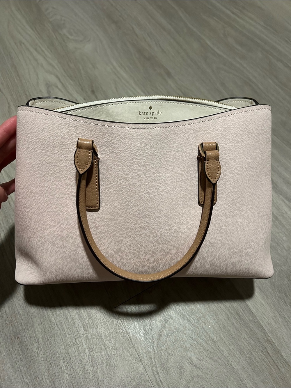Kate Spade light pink & cream pebbled leather tote bag NWT Retail $429